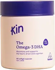 Kin The Omega-3 EPA & DHA 60 Softgel capsules | Supports Heart Health, Cholesterol & Cognitive Function | Sustainable Fish Oil | Fatty Acid Supplement (30 Day Serving)