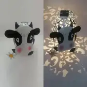 100%New, Metal Daisy Cow Figure Sculpture Solar Light Outdoor Night Lamp Yard Decoration