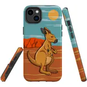 For iPhone 14 Plus Case Tough Protective Cover, Kangaroo Illustration