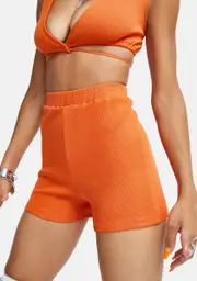 [Dolls Kill] Tangerine Rib Lou Hot Pants