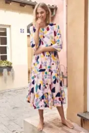 Mister Zimi Winter Olivia Midi Dress in Pink Kaleidoscope Size 14 NWT $189