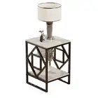 White Marble Top Side Table with Black Coated Frame