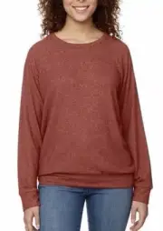 Buffalo David Bitton Womens Crew Neck Cozy Long Sleeves Sweatshirt Rust XXL