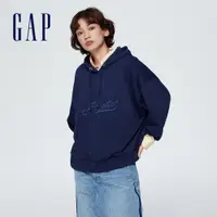 在飛比找蝦皮商城優惠-Gap 女裝 Logo印花帽T 碳素軟磨法式圈織系列-海軍藍