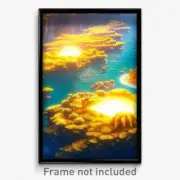 Pixel Art Poster - Golden Reef (8 Bit Psychedelic Trippy Weird Video Game Print)