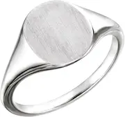 [JewelryWeb] 925 Sterling Silver Oval 8x6mm Brush Finished Top Polished Signet Ring Size 7 Band Style-Ring for Women