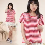【PIPES-棉達人】 絲光棉 圓領 短袖，紅白條紋T恤，台灣製， L XL 2L 690元
