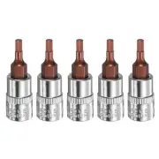 5pcs H3 Hex Bit Socket 1/4" Square Drive Metric Extension Impact Bit, Red