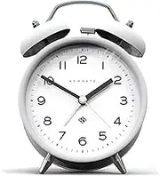 NEWGATE ® Charlie Bell Echo Alarm - Small Contemporary Bedside Alarm Clock - Bedroom Accessories - Alarm Clocks - Desk Accessories - Bedside Clock - Arabic Numerals - White Case
