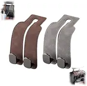 Car Seat Back Double Hook - Suede Hook, New Car Seat Headrest Hook, Upgraded 2 in 1 Purse Hook for Car Seat, Car Back Seat Organizer /95(Brown+Grey)