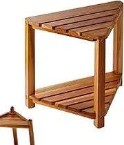 Lueear Corner Shower Bench | Shower Step for Shaving Legs | 2-Tier Wood Step Bench Stool for Women Home Apartment Dorm Small Spaces Vanity Family