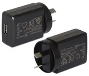 5V DC 2.4A Compact Power Adapter with USB Socket - Black