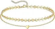[Homxi] Women's Gold Anklet Double Layer Chain with Heart Anklet 30 cm Stainless Steel