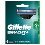 Gillette Mach 3+ Replacement Razor Blades 4 Pack Free post New & Sealed
