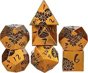 CRITALLIC Lotus Flower Metal DND Dice Set,Heavy Metallic Flower D&D Dice Set with Gift Metal Case for Dungeons and Dragons TTRPG Games Roleplaying Games Shadowrun Pathfinder MTG(Ancient Gold)