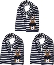 [LIFKOME] 3 Pcs Warm Christmas Scarf for Kids Cartoon Patterns Knit Shawl for Boys Girls