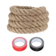 2 Inch x 10ft Heavy Thick Natural Jute Rope Twine Rope with 2 Roll Tapes