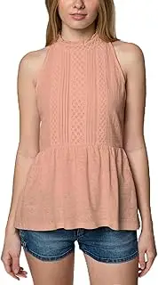 [O'Neill] Juniors' Cotton Lace-Trim Peplum Top