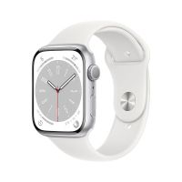 【當日出貨】Apple Watch Series 8 表GPS款45毫米銀色鋁金屬錶殼白色運動型錶帶MP6N3CH/A