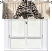 LHBWCVN Eiffel Tower Pattern Valances for Windows, Rod Pocket Window Treatment Drapes Farmhouse Kitchen Curtains Short Blackout Window Curtains for Living Room Bedroom Decor 54x18 Inch