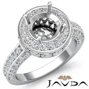 Pave Diamond Engagement Designer Filigree Ring Platinum Round Semi Mount 0.7Ct