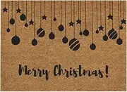 Ztexkee Merry Christmas Door Mats Floor Rug Artificial Coir Doormat Non-Slip Floor Printed Welcome Mat for Front Door Christmas Indoor Outdoor Bathroom Porch Decoration Christmas Entryway Decor