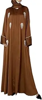 [Sweejim] Women's Abaya Rhinestones Open Abayas Long Dress Islam Muslim Matching Sets Turkey Eid Robe