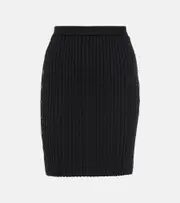 [Wolford] Wolford Ribbed-knit wool and cotton miniskirt AU 12 black