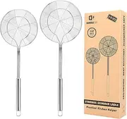Pack of 2 Strainers Ladle, Stainless Steel Mesh Spoon, Wire Food Handled Basket for Cooking, Frying, Boiling Noodles, Dumplings, Pasta, Long Handle