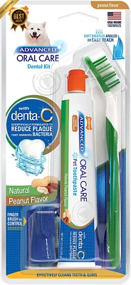 Natural Dog Dental Care Kit – Toothpaste & Brush, 2.5 Oz for Adult Dogs