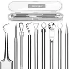 5PCS Blackhead Remover Comedone Extractor Curved Blackhead Tweezers Kit Profe...