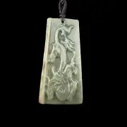 Grade A Burma Jadeite Pendant Green Dragon Design Hand-Carved Adjustable Strip