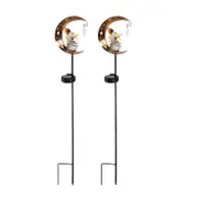 2pcs Fairy Solar Lamp with Moon Decorative Yard Outdoor Stake Lights for Lawn