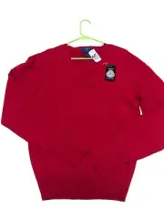 Mens NOS Vtg Woodward Shop 100% Lambswool red v-neck pullover sweater NWT