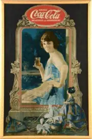 COCA COLA SODA POP GIRL BLUE DRESS 18" HEAVY DUTY USA MADE METAL COKE ADV SIGN