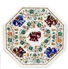 15'' antique white Marble Center wall panel Table Top Inlay pietra dura elephant