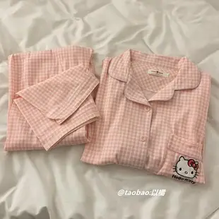 凱蒂貓hellokitty睡衣女春秋季新款ins日系長袖純棉網紅風家居服