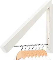 Foldable Drying Rack Wall Mounted Laundry Clothes Hanger Plastic Rounded Corners Laundry Racks for Laundry Room, Closets Storage Organization, Indoor & Outdoor Use Drying Hanging(White)