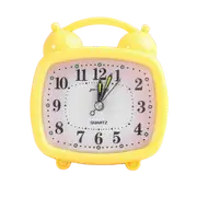 Yellow Analog Alarm Clock, Silent Non-Ticking Travel Alarm Clock with Light and Snooze Function Port