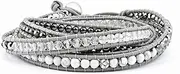 [JewelryWeb] Crystal Hematite White Howlite Bead Leather Multi colored-Multi wrap Bracelet-Wrap-Bracelet for Women