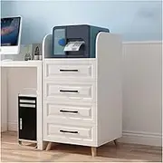 Printer Table Wood Printer Stand White Large Size High Capacity Storage 4 Drawers Storage Cabinet, Wooden Filing Cabinet for Mini Printer Stand for Home Office Printer Cart