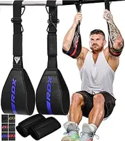 RDX Fitness Hanging AB Straps for Abdominal Muscle Building and Core Training, Maya Hide Leather Strap Steel D-Rings, Pull up Assist Straps, Elbow Hanging Men Women Home Gym Workout Equipment