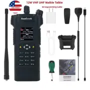 Black HAMGEEK APX-8000 12W VHF UHF Walkie Talkie + Mic + Programming Cable #USA