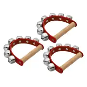 3pcs Jingle Bells, Hand Bell Handheld Wrist Bells Wooden with 7 Bells