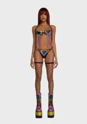 [Club Exx] Nature's Secret Lingerie Set - Fringe Hearts