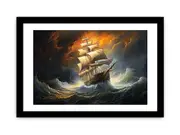 Storm Ship Art Framed Print