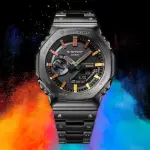 【CASIO 卡西歐】G-SHOCK 彩虹光譜 八角 全金屬太陽能藍芽雙顯手錶 開學(GM-B2100BPC-1A)