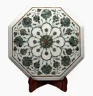 12" Marble Side Table Top Handmade Semi precious stones floral Art
