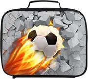 Boys Football Lunch Bag Outdoor Lunch Tote Square Cooler Bag Cool Lunch Box
