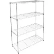 Tileon Shelving Unit with Wheel and Adjustable Feet 4-Shelf Heavy Duty Chrome